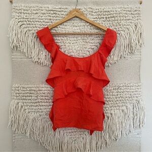 Club Monaco Silk Ruffle Tank